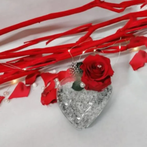 ROSE STABILISEE DANS SON COEUR DE VERRE