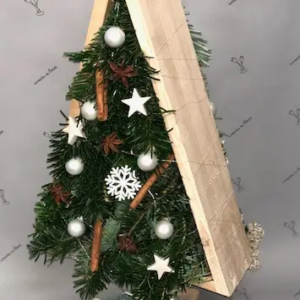 SAPIN EN BOIS DECORATION BLANCHE